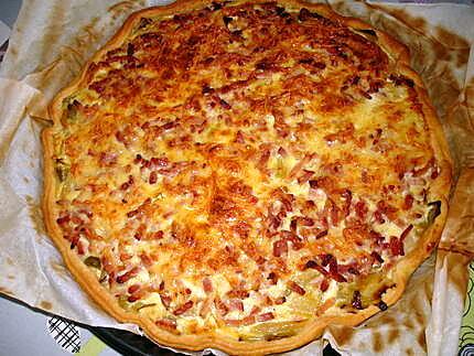 recette Quiche aux poireaux , lardons et gruyère