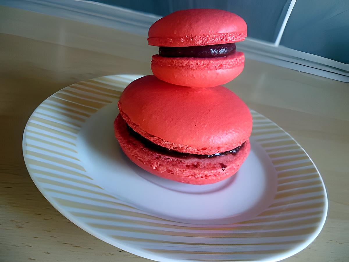 recette Macarons au chocolat noir et framboise