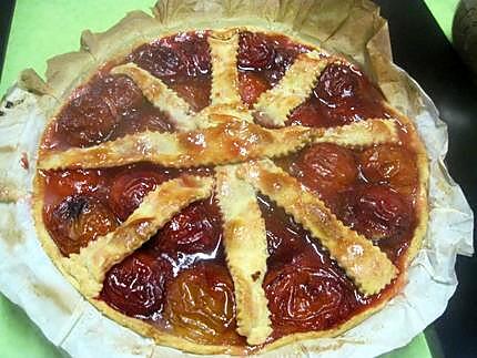 recette Tarte aux prunes rouges. nature.