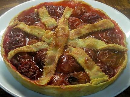 recette Tarte aux prunes rouges. nature.