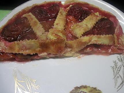 recette Tarte aux prunes rouges. nature.