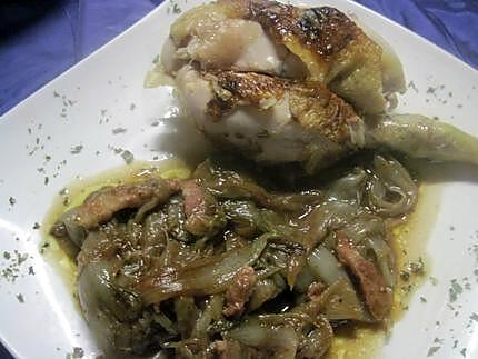 recette Poulet aux endives cuit à l'étouffé.