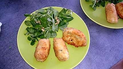 recette croquette de ricotta au basilic avec sa salade de mâche