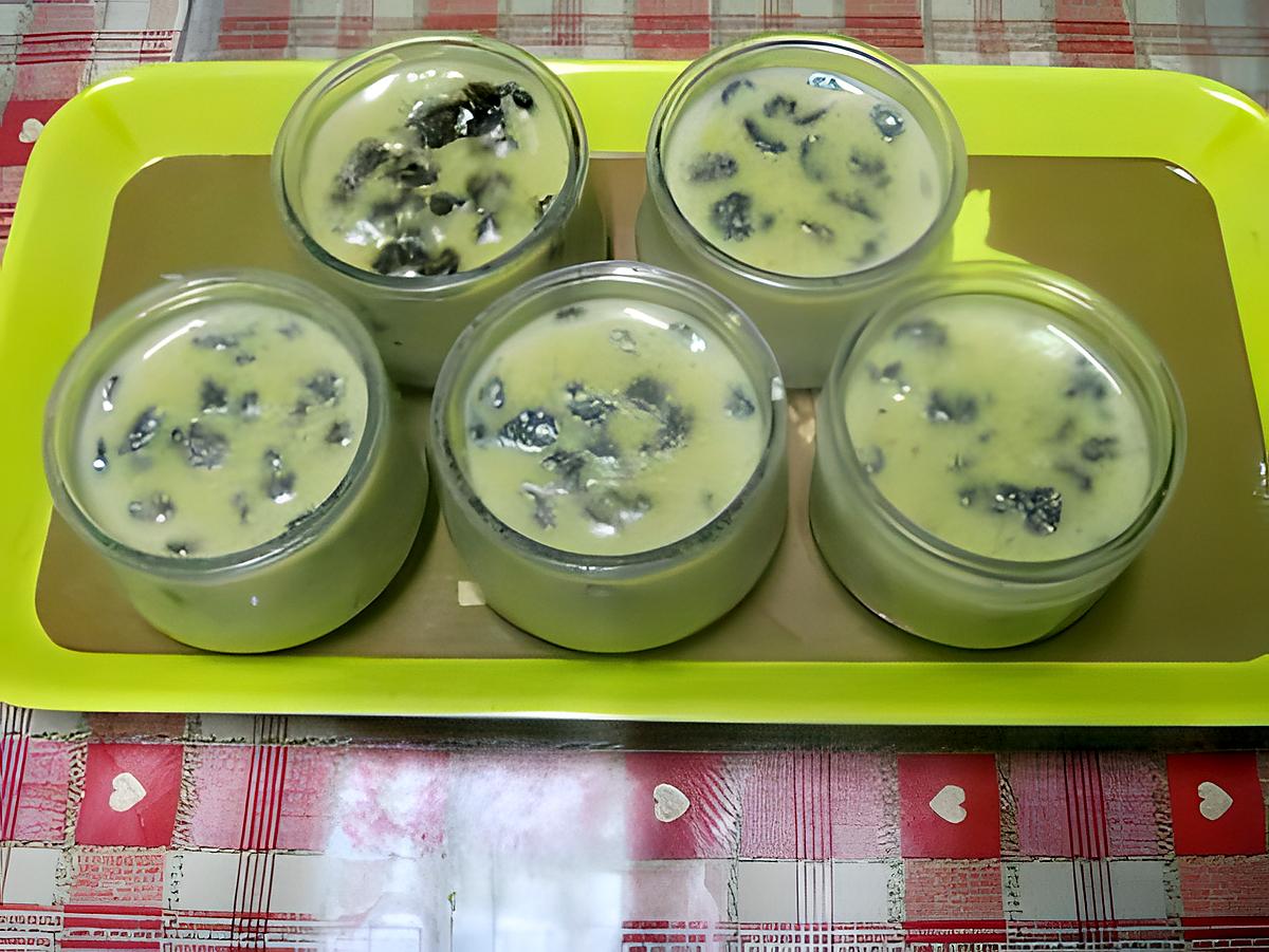 recette Petits pots à la crème pâtissière aux raisins secs.