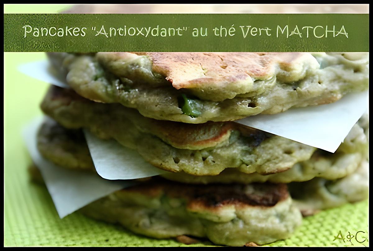 recette ** Pancakes antioxydants : petit pois , thé vert  Matcha, noix de cajou et menthe ... tout vert **