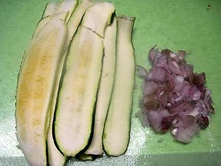 recette Jambon garni aux lamelles de courgette et lardons fumés.