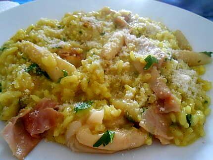 recette RISOTTO JAMBON FUME  ET  ASPERGES  BLANCHES