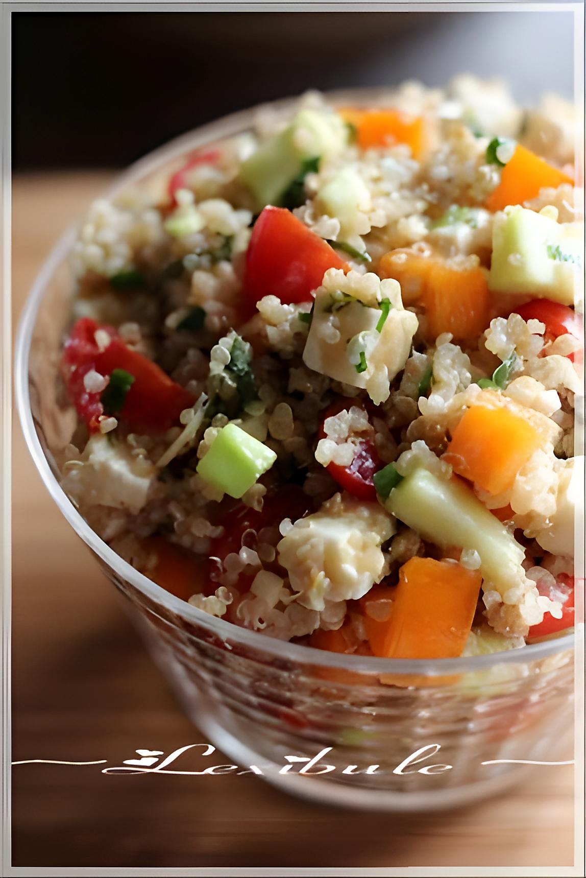 recette ~Salade de quinoa avec amandes, feta et légumes~