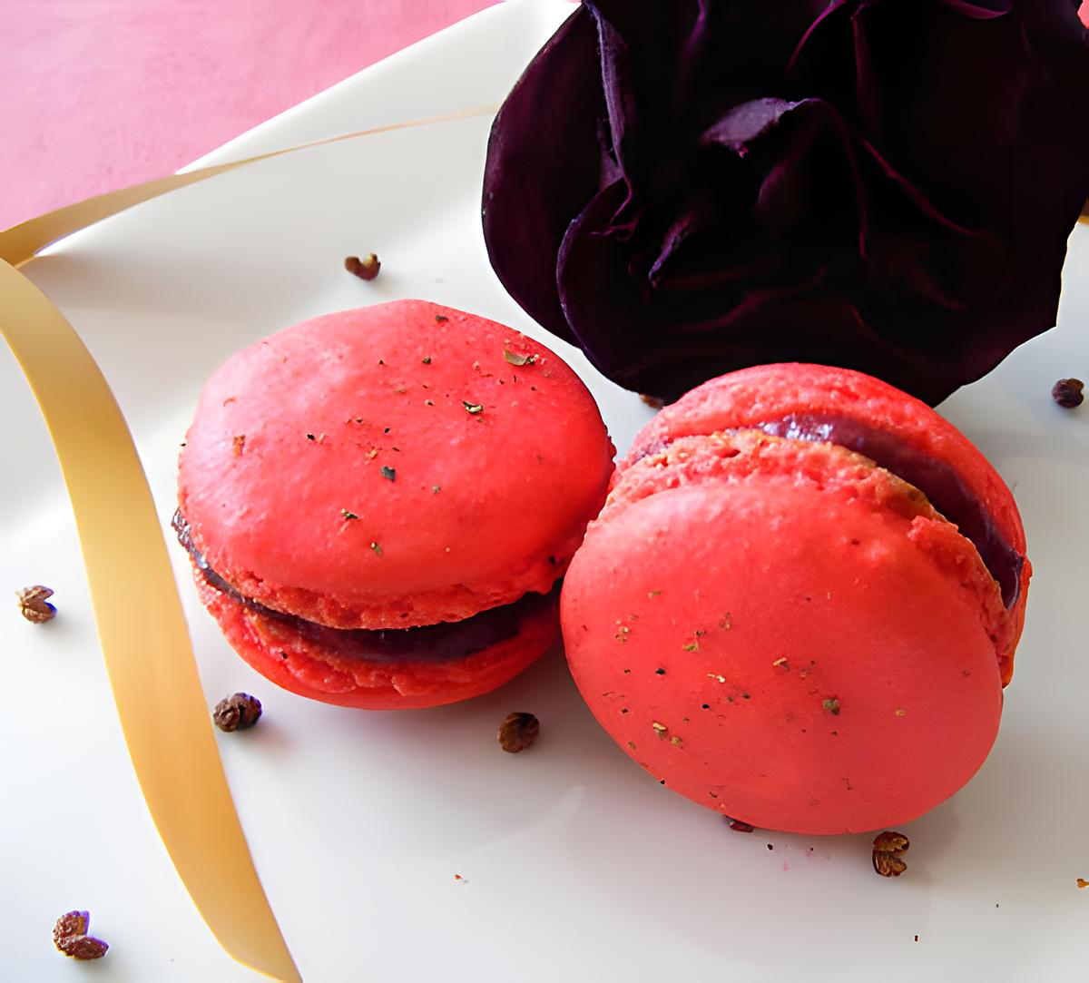 recette Macarons framboise, hibiscus, rose et poivre de Séchuan