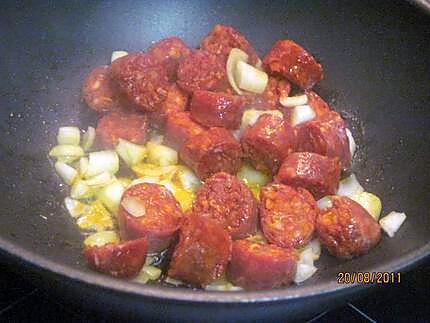 recette Chorizo aux pommes de terre bleue d'Auvergne.