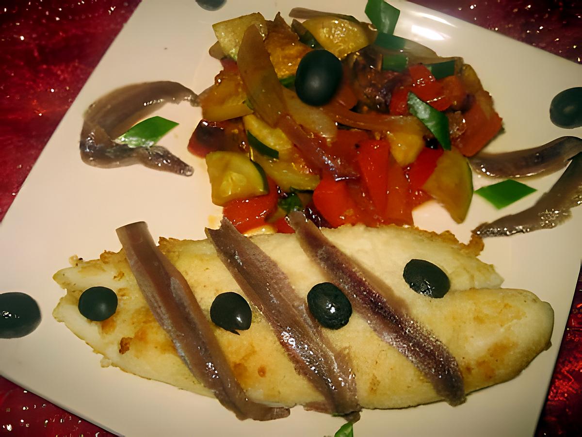 recette Filets de pangas aux légumes et anchois.