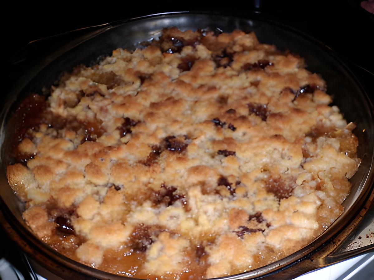 recette Crumble pomme-poire , chocolat.