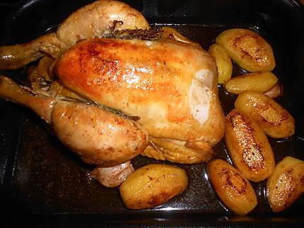 recette Poulet roti haricots vert et pommes de terre