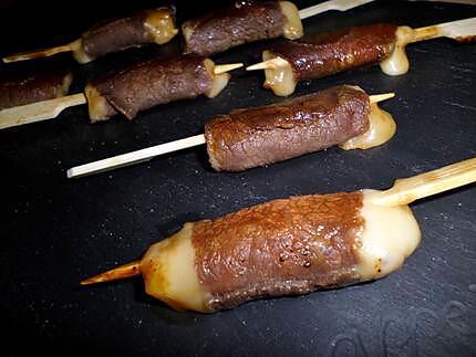 recette Brochettes yakitori au boeuf et au fromage