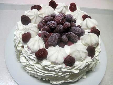 recette Vacherin aux framboises et meringues.