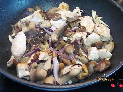 recette Blancs de poulet aux cockail de champignons.