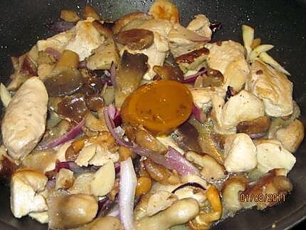 recette Blancs de poulet aux cockail de champignons.