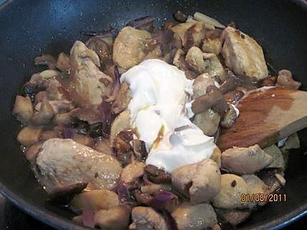 recette Blancs de poulet aux cockail de champignons.