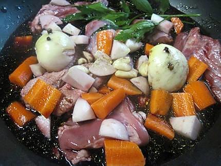 recette Coq au vin et aux légumes.