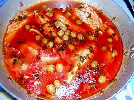 recette FILETS  DE  MULET  TOMATES ET  OLIVES