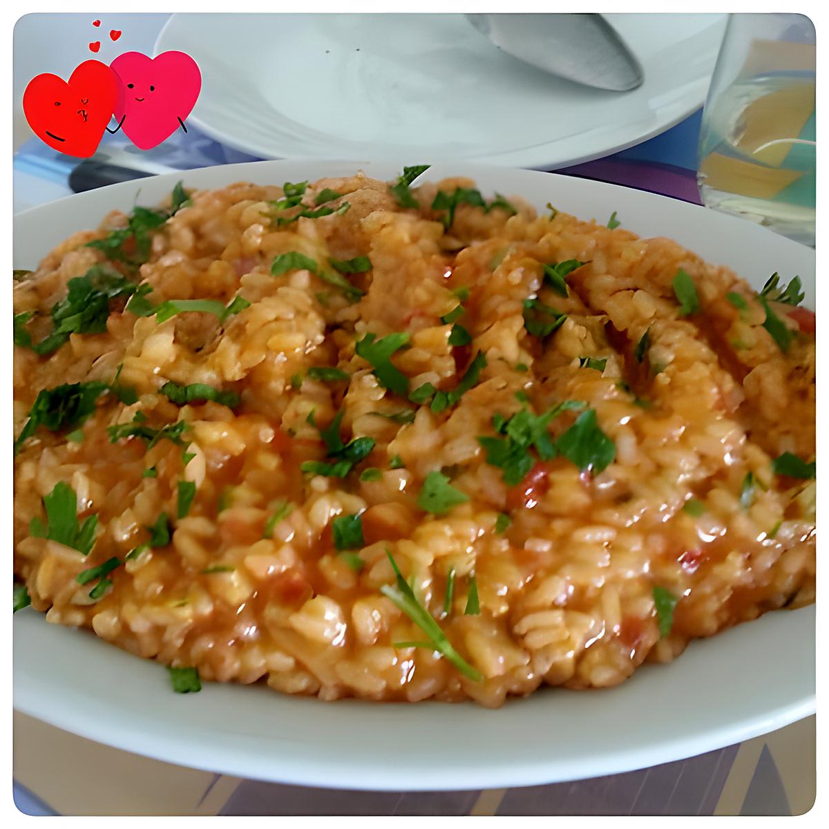 recette RISOTTO TOMATE  ET MOULES  FARCIES  (POUR LOLY ET ERIC)