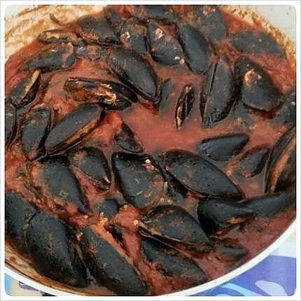 recette RISOTTO TOMATE  ET MOULES  FARCIES  (POUR LOLY ET ERIC)