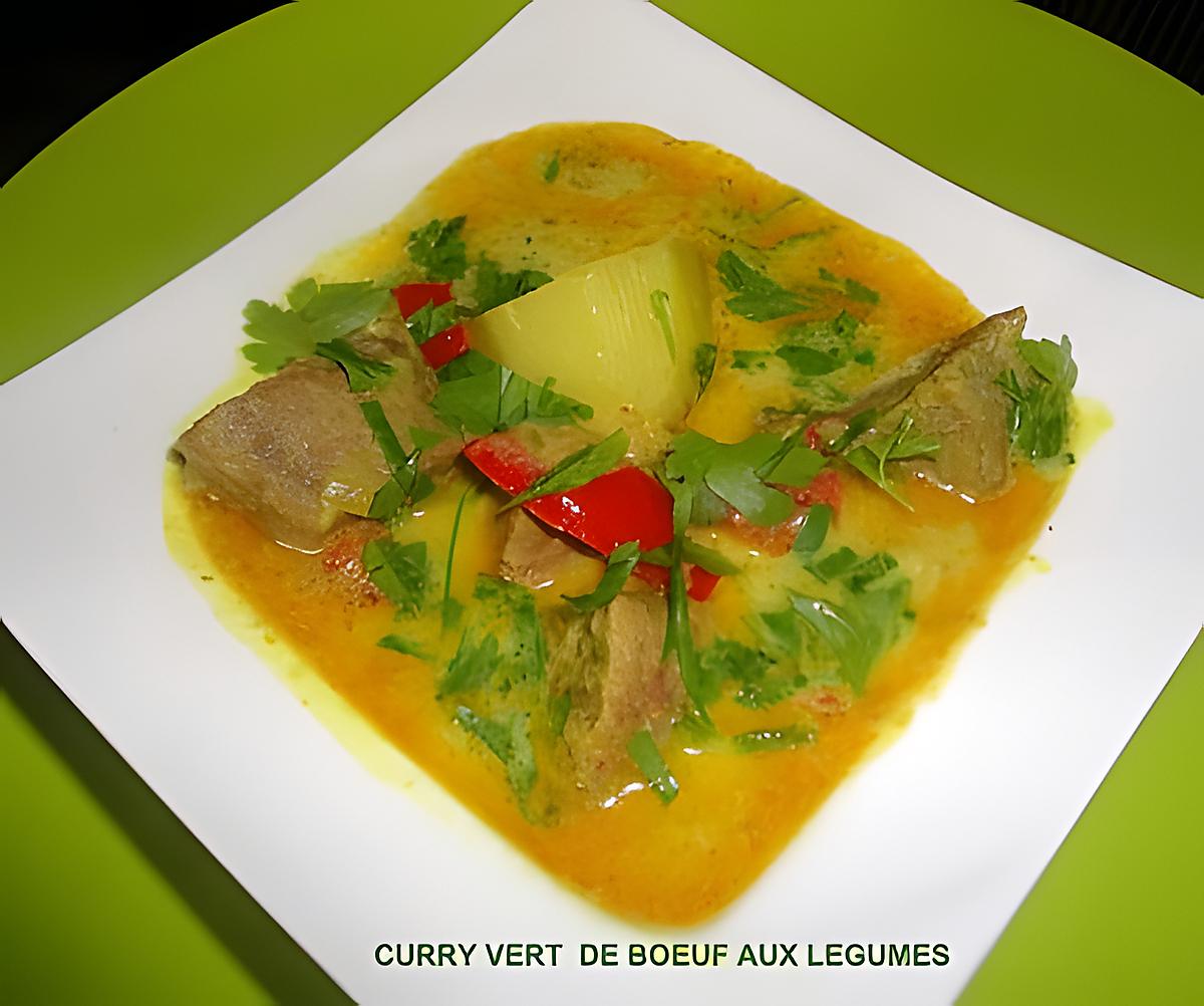 recette CURRY VERT DE BOEUF AUX LEGUMES