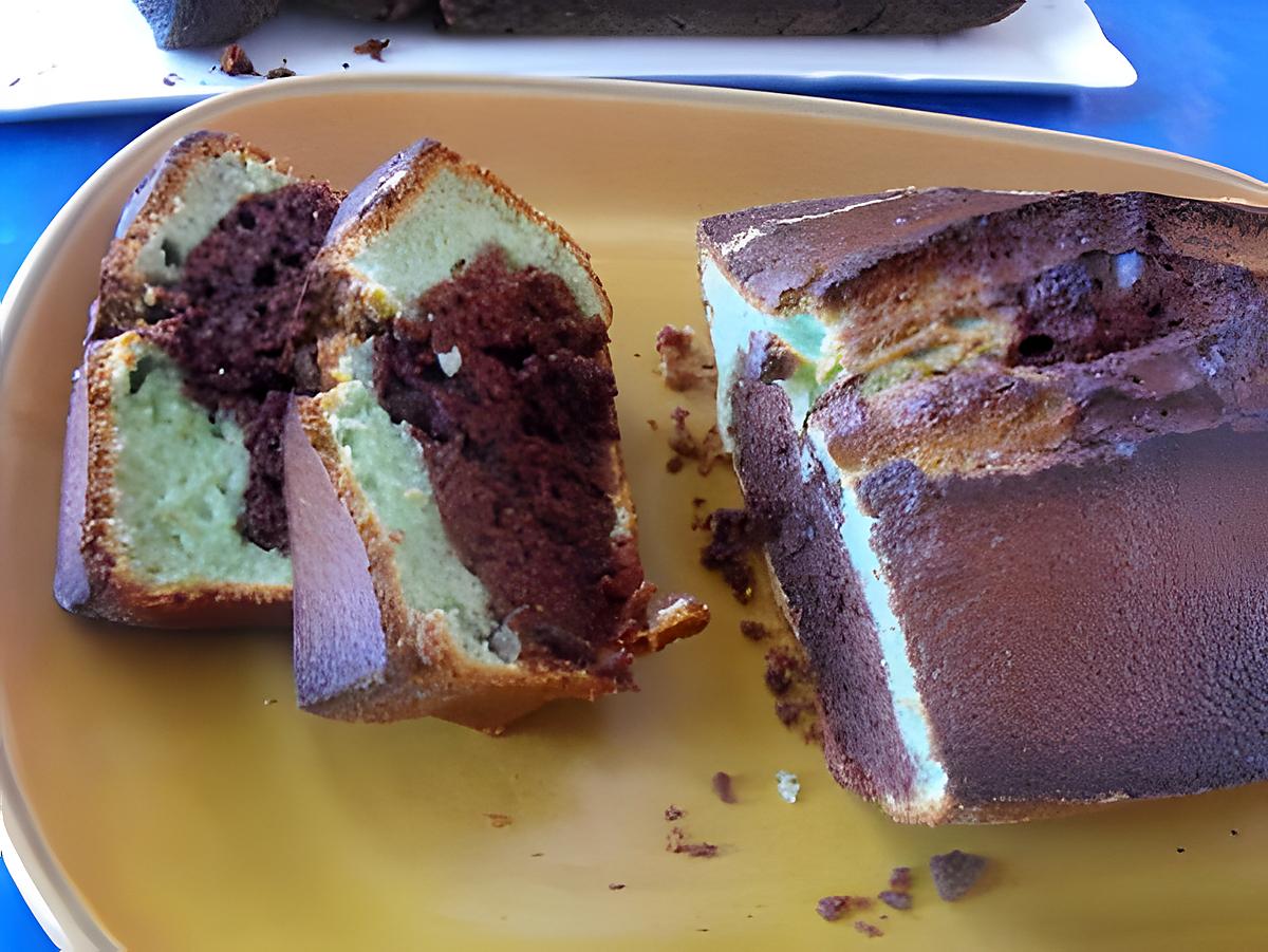 recette CAKE  MARBRE MENTHE CHOCOLAT