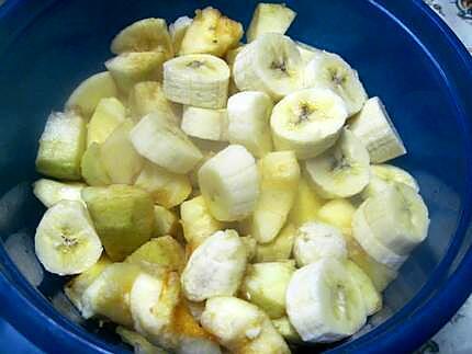 recette Compote de pommes et bananes. au micro-ondes.