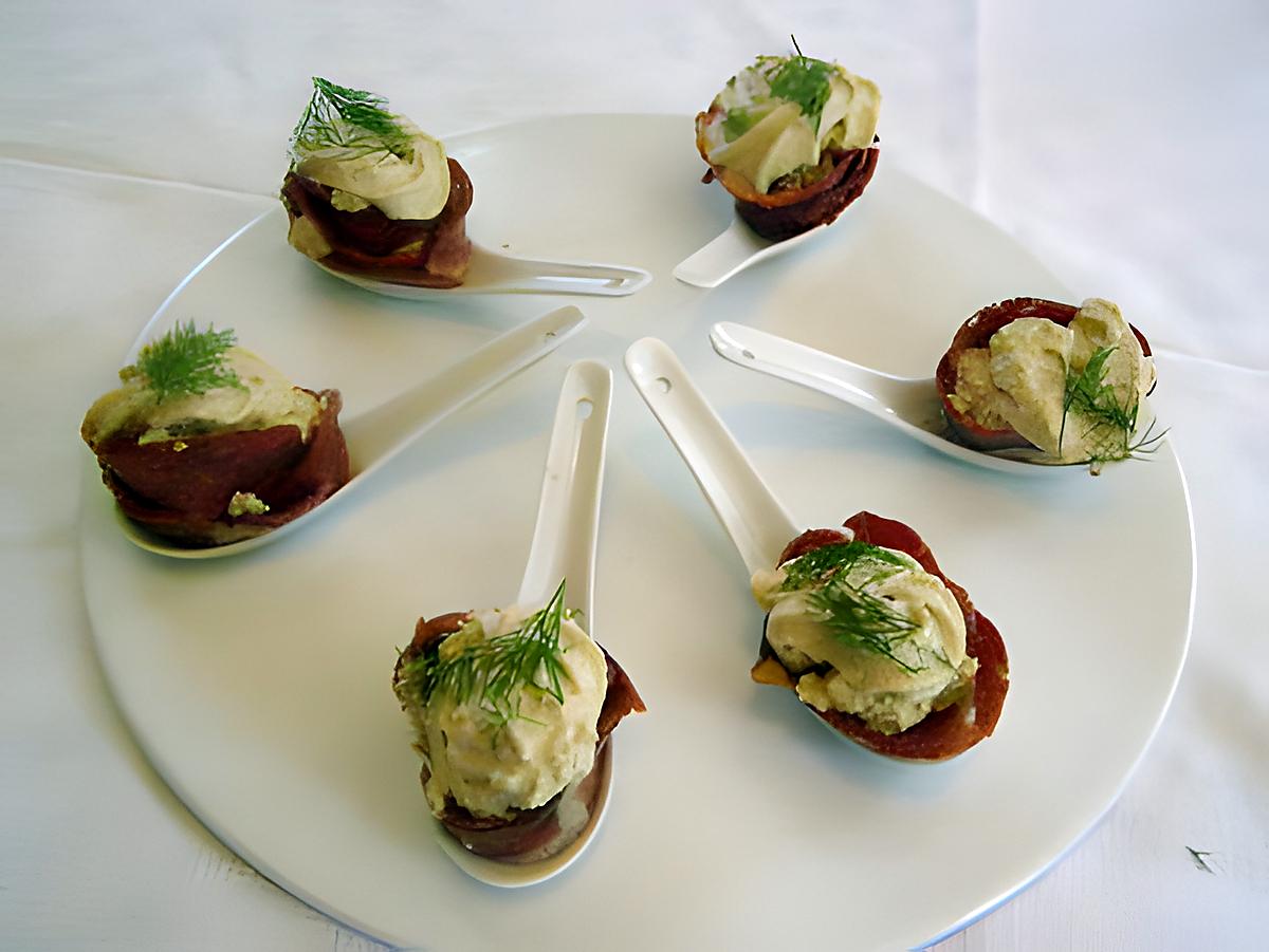 recette Cuillères de chantilly de foie gras et de magret de canard fumé