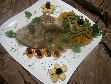 recette Cuisse de poulet aux légumes. sauce Massalé.