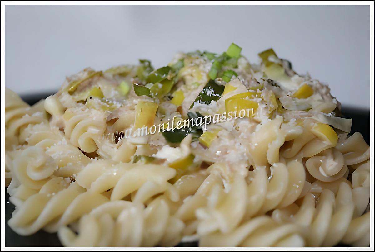 recette Fusilli au thon et poireaux à la crème