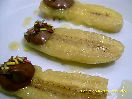 recette bananes flambées au rhum avec sa petite touche nutellatée