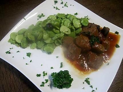 recette Sauté de boeuf aux fèves. Massalé.