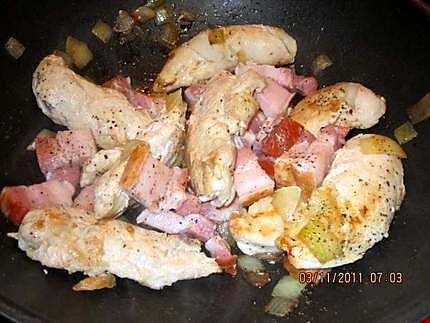 recette Aiguillettes de poulet en sauce madère.