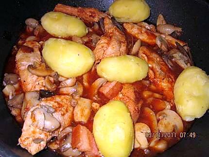 recette Aiguillettes de poulet en sauce madère.