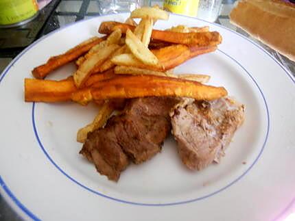 recette Roti de porc au four et ses pommes de terres ou frites mixtes...