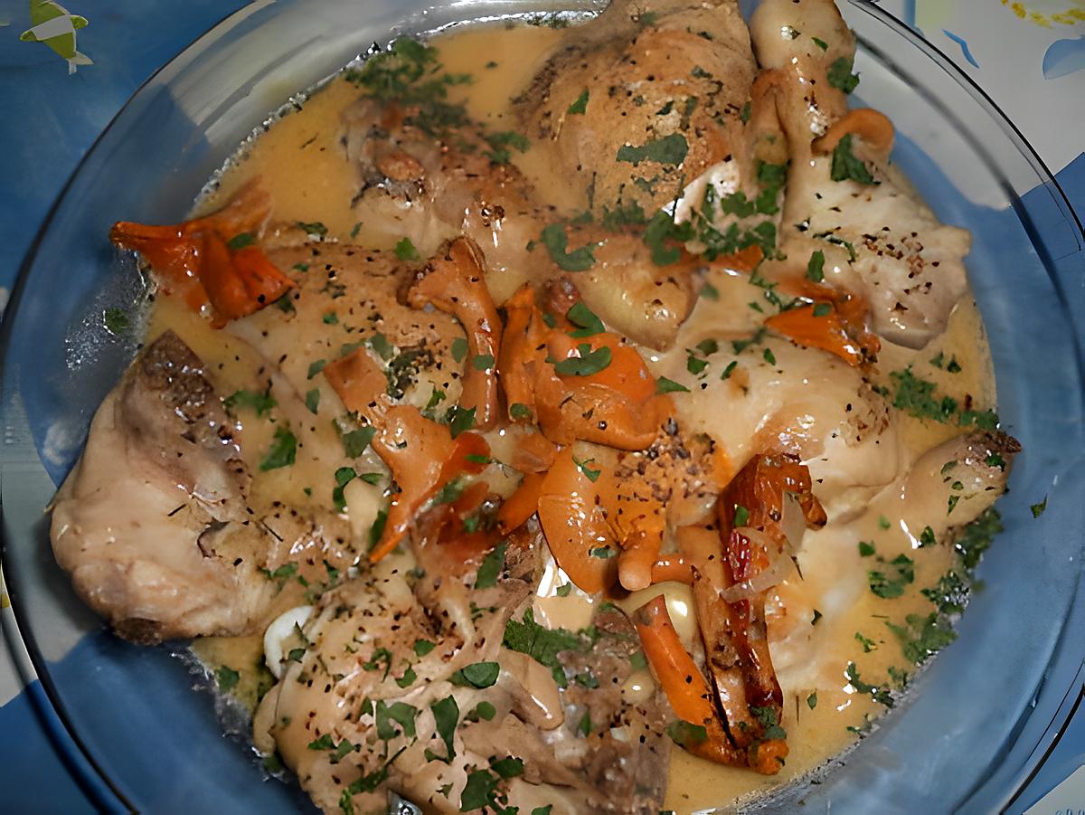 recette Cuisse de poulet a la creme et girolles