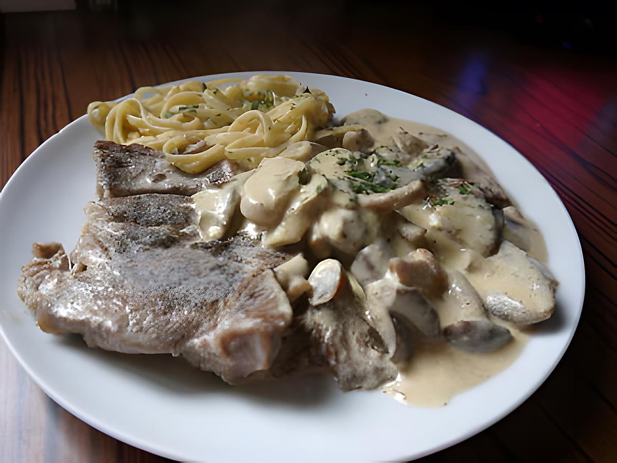 recette Cote de veau à la crème et champignons