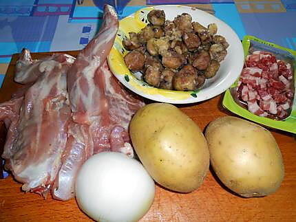 recette DEVANT  DE  LAPIN   AUX  LARDONS ET  CHATAIGNES