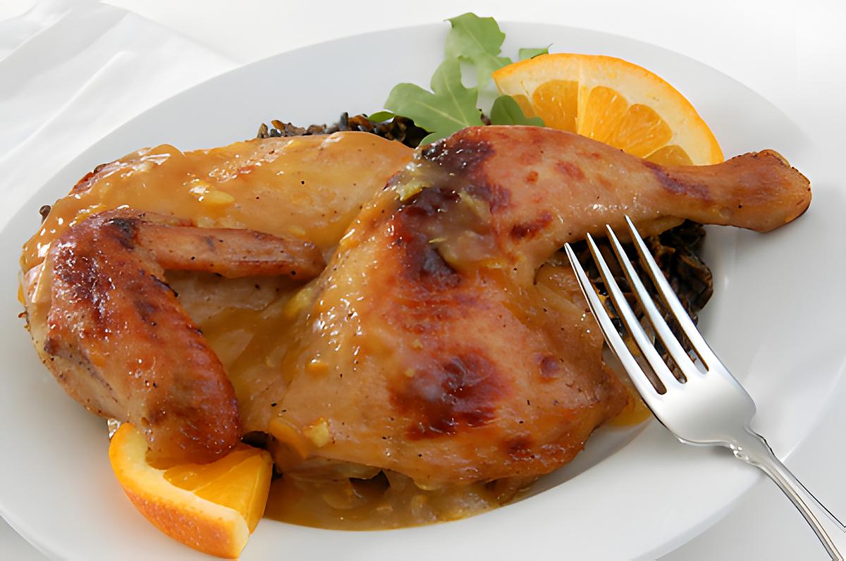 recette CUISSE DE POULET NAPPAGE A L ORANGE