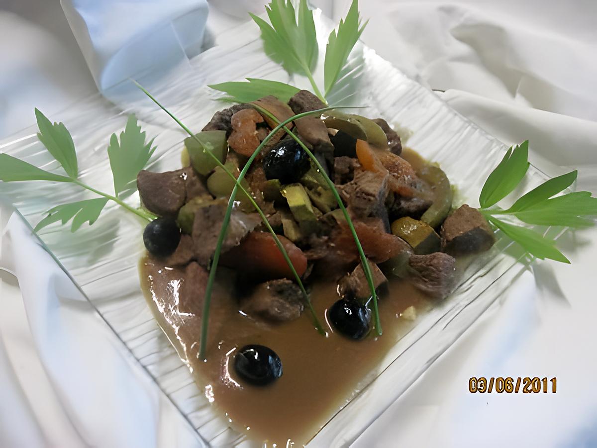 recette Bourguignon aux trio de légumes sauce Massalé.