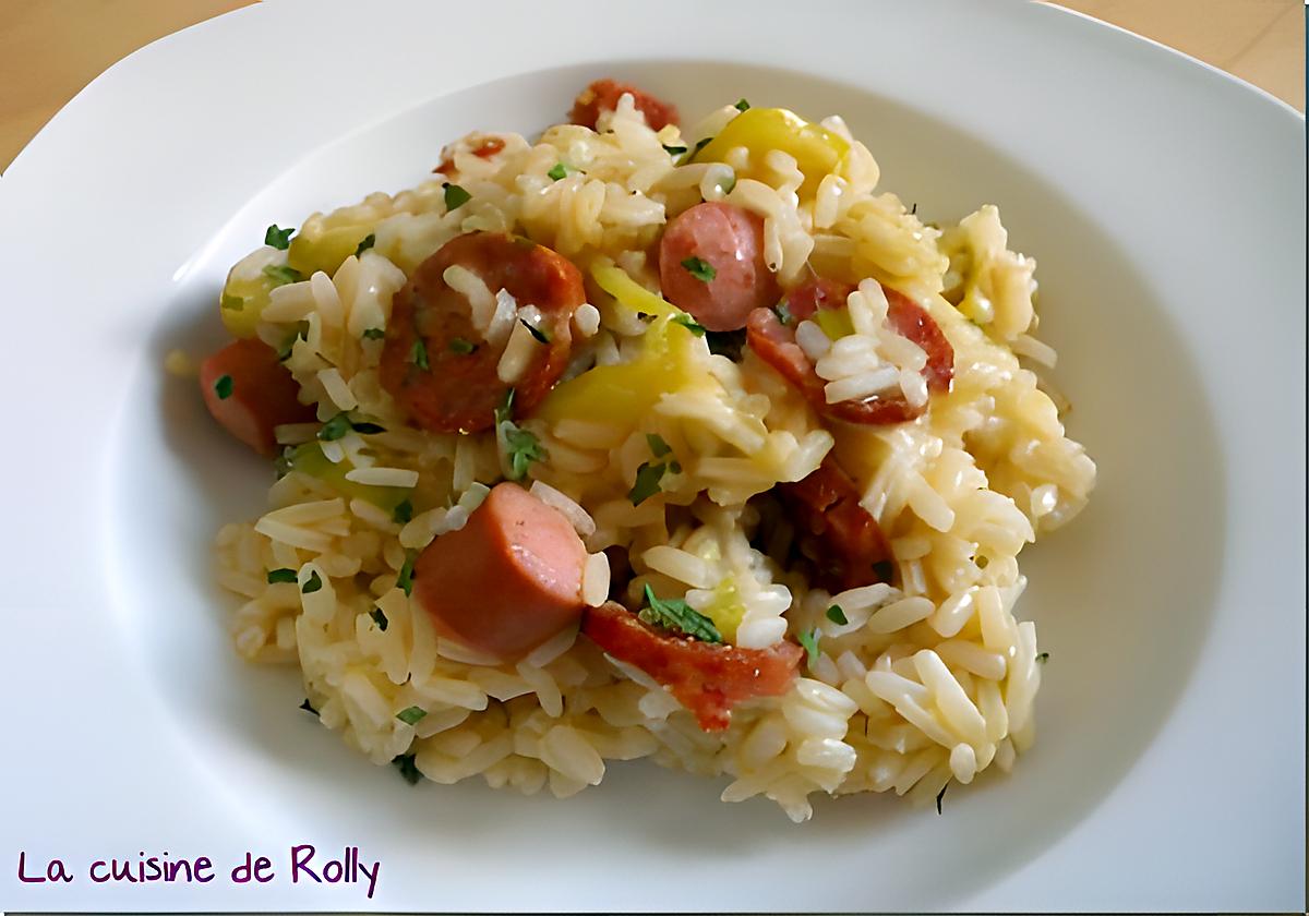 recette Risotto courgette, chorizo et knack