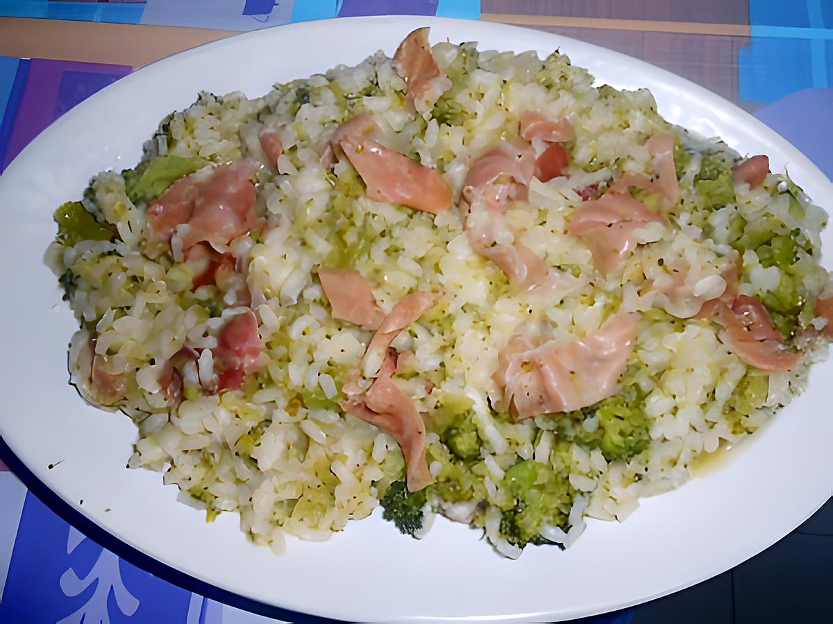 recette RISOTTO  BROCCOLI  E  SPECK