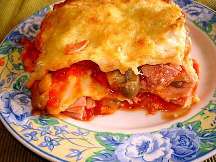 recette Lasagnes au jambon et aux champignons