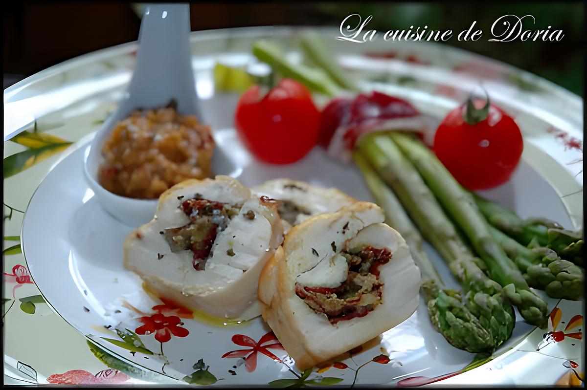 recette Roulade de poulet à l'Olivade Vert-Amande et Paleta de Bellota