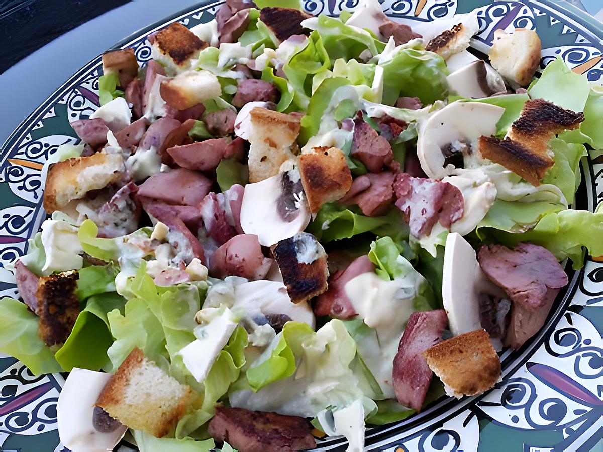 recette Salade de gesier de volaille sauce roquefort