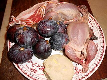 recette Cailles farcies foie gras garnies aux figues