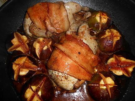recette Cailles farcies foie gras garnies aux figues