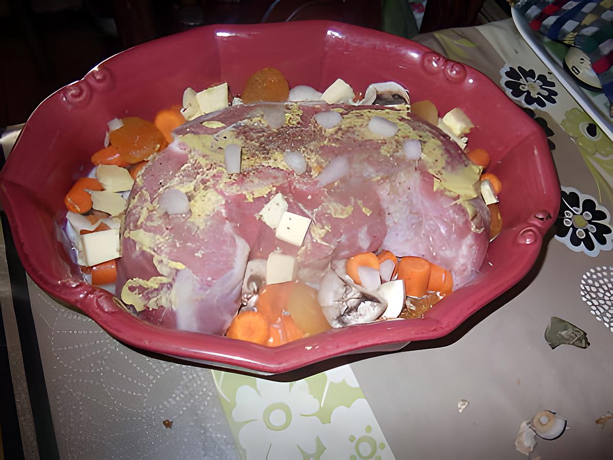 recette roti de porc abricots champignons  ,carottes  p de terre